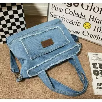 Ретро джинсовая сумка на одно плечо для женщин, большой вместительный рюкзак для Instagram, японская сумка для спецодежды, парусиновая сумка через плечо
