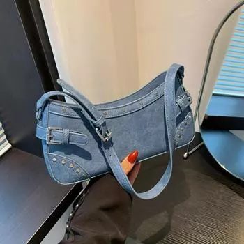 Ретро джинсовые маленькие квадратные сумки для женщин новые универсальные модные одноплечевые сумки на молнии летние женские повседневные сумки (20cm<Max Length<30cm)
