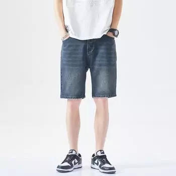 Ретро джинсовые шорты мужские летние тонкие свободные модные повседневные брюки мужские S синий