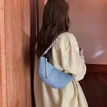 Ретро джинсовые сумки-хобо, женские сумки-кошельки, шикарные светло-голубые сумки-мессенджеры, женские сумки-мессенджеры в стиле Харадзюку, эстетичные сумки через плечо