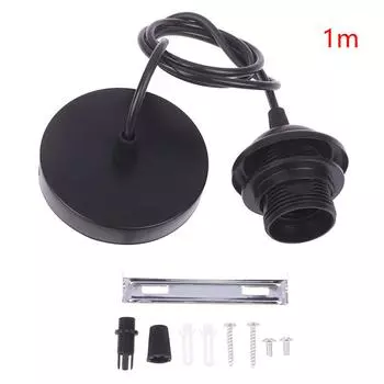 Ретро E27 Подвесной патрон лампы с 1M/1.5M подвесным проводом Потолочный патрон лампы Цоколь лампы для подвесных светильников 100cm чёрный