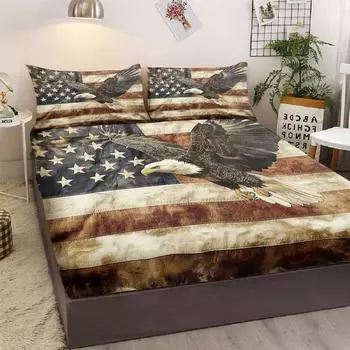 Retro Eagle Pattern 3-Piece Bedding Set With Two Pillowcases,Suitable For Living Room And Bedroom (Traditional Culture, Vintage) 99cmx199cm