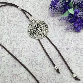 Retro ethnic style handmade Tibetan silver flower long necklace, ancient silver pendant fringed women s fashion sweater chain accessories