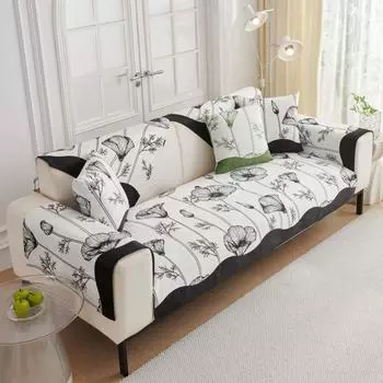 Retro European Style Flower Sofa Cushion Cover Seat Cushion Household Modern Simple Non Slip Sofa Cover Four Seasons Sofa Mat 70X70