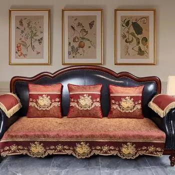 Ретро Европейская диванная подушка Роскошные синельные противоскользящие чехлы для диванов Гостиная Диван Защитный чехол Домашний декор Диван Чехлы 1pc armrest 65x65cm