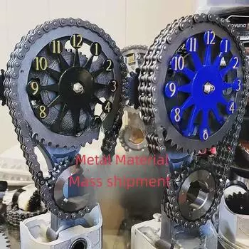 Ретро европейские и американские настольные часы с декором в виде цепной передачи серебряный