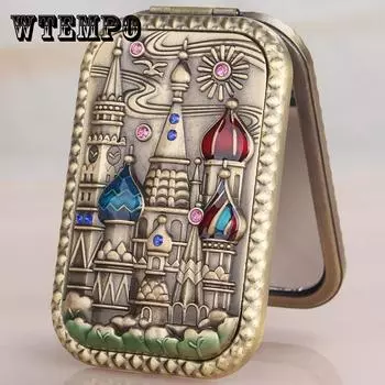 Ретро европейское складное ручное зеркало для макияжа Женское складное портативное HD тонкое и легкое необходимое для макияжа маленькое зеркало для встреч в поездке