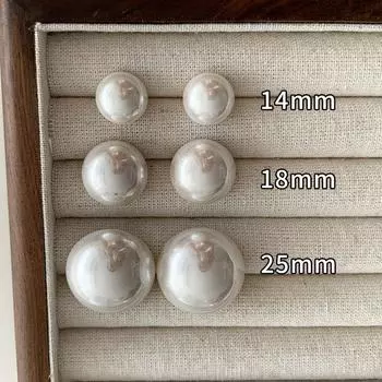 Retro Famous! Large Semicircle Pearl Stud Earrings French Fancy Fashion Mid-Ancient Hong Kong Style Elegant Earrings 14mm semicircle pearl stud earrings