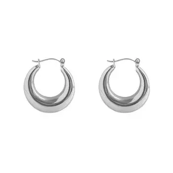 Retro Fancy European and American Minority Design Earrings Oval earrings a pair of small size Silver