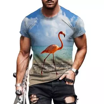 Футболка с принтом 3D-птиц в стиле ретро для мужчин и женщин, повседневные забавные футболки с коротким рукавом S синий