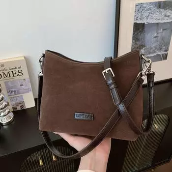 Ретро Мода Повседневная Сумка-Тоут Женская Тренд Большая Вместимость Дорожная Сумка Через Плечо коричневый