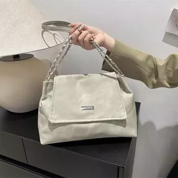 Ретро Мода Повседневная Текстурная Цепочка Сумка Женская Ранняя Весна Сумка Мессенджер Сумка-Тоут Женская коричневый