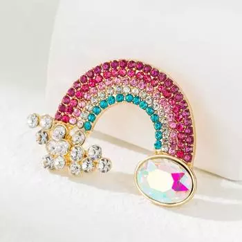 Retro Fashion Diamond-Encrusted Colorful Rainbow Temperament Fresh And Sweet Niche Versatile Clothing Brooch