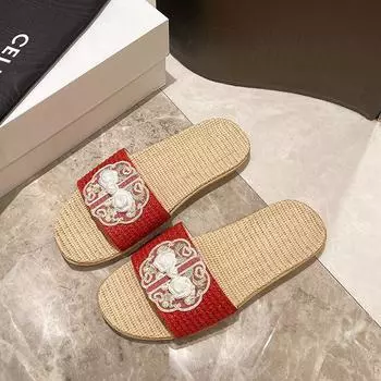 Retro Fashion Indoor Linen Slippers Female Embroidery Chinese Style Home Non-slip Flat Sandals Comfort Versatile Zapatos Mujer 35-36 светло-розовый