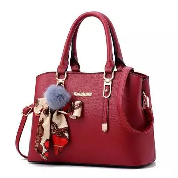 Retro Fashion Simple Crossbody Bag Handbag Bow Pendant Single Strap Shoulder Red