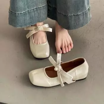 Retro fashion summer bow Mary Jane shoes women s shoes inner height increase spring new Korean version with skirt fashion shoes 35 чёрный