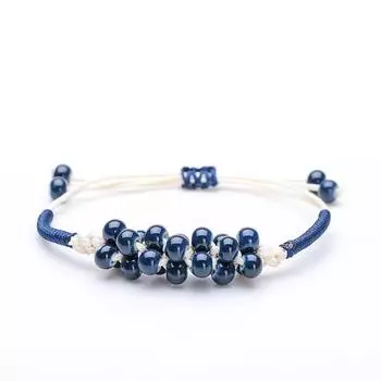 Retro fashion sweet pomegranate bracelet Mori women s ceramic jewelry ethnic style simple hand-woven bracelet темно-синий