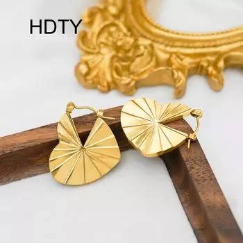 Retro fashion titanium steel love notch ear buckle plated with 18k gold temperament versatile earrings золотой