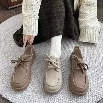 Retro Female Spring Soft Flat Bottom Niche Ugly Cute Big Head Lefou Casual Single Shoes Fashion Women Summer Shoes Breathable for Hot Weather 35