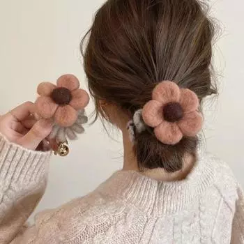 Ретро фетровый цветок телефонная проволока кольцо для волос винтажный держатель для хвоста резинка для волос корейская эластичная повязка для волос для девочек женские аксессуары для волос