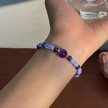 Ретро фиолетовый браслет из бисера простой магнитный регулируемый женский модный браслет ювелирные изделия подарки