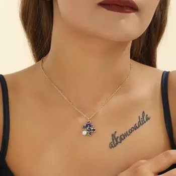 Ретро фиолетовый цветок жемчужное ожерелье с подвеской простое темпераментное регулируемое цветочное ожерелье дамы праздничные вечеринки подарки