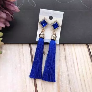 Retro flower gemstone with diamond fringed stud earrings long celebrity temperament earrings women s versatile earrings