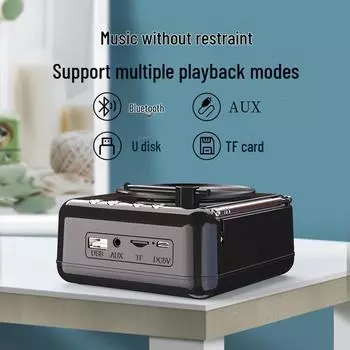 Ретро-фонограф Bluetooth-динамик: Винтажный виниловый проигрыватель с радио - идеальный душевный подарок чёрный