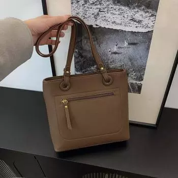 Retro Foreign Style Large-Capacity Bag Women S Shoulder Armpit Bag Retro Texture Commuter Tote Bag коричневый