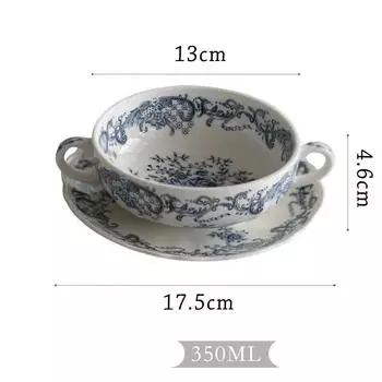 Ретро французские кофейные чашки для домашнего хозяйства, послеобеденный чай, десерт, йогурт, набор чашек и тарелок, изысканные цветочные керамические миски, столовая посуда