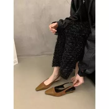 Ретро французские сандалии с заостренным носком женские пустые маленькие кожаные туфли с юбкой в стиле Мэри Джейн 35 коричневый