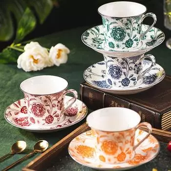 Ретро французский стиль чашка кофе свет роскошь креативные цветы керамические чашки бытовая чашка для послеобеденного чая тарелка изысканная посуда