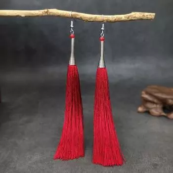 Retro fringed earrings women s classical temperament long bridal versatile earrings performance ear jewelry