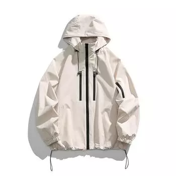 Ретро функциональная ветровка однотонная куртка с капюшоном для мужчин и женщин весна и осень новое ветрозащитное водонепроницаемое парное пальто S