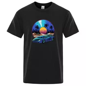 Ретро футболка для мужчин хип-хоп уличная одежда футболки с коротким рукавом мужские летние хлопковые топы с круглым вырезом футболки мужская одежда S