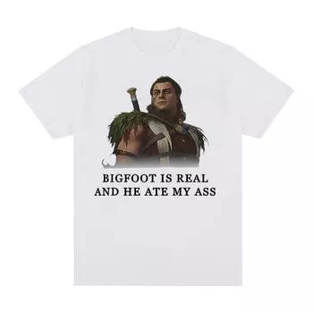 Ретро футболка Halsin Bigfoot Is Real с графическим рисунком Astarion Baldurs Gate 3 Fan Gamer футболки Y2k мужская готическая одежда футболки большого размера S чёрный