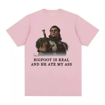 Ретро футболка Halsin Bigfoot Is Real с графическим рисунком Astarion Baldurs Gate 3 Fan Gamer футболки Y2k мужская готическая одежда футболки большого размера S чёрный