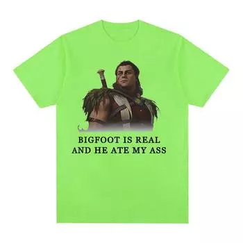 Ретро футболка Halsin Bigfoot Is Real с графическим рисунком Astarion Baldurs Gate 3 Fan Gamer футболки Y2k мужская готическая одежда футболки большого размера S чёрный