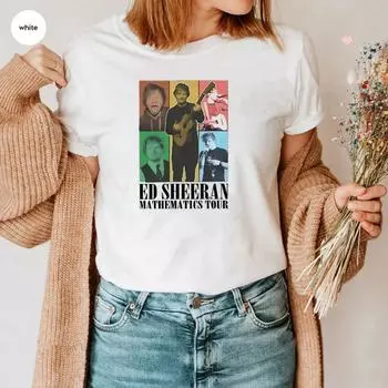 Ретро-футболка Эда Ширана Футболка Эда Ширана Концертная футболка Эда Ширана Концертная футболка тура Эда Ширана Женская музыкальная футболка в подарок S