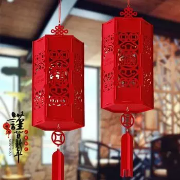 Retro Fuzi Lantern Non-woven Chinese Lantern Flocking Lanterns Spring Festival Lanterns New Year B