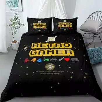 Retro Gamer Duvet Cover Set without sheet King Queen Double Full Twin Single Size Bed Linen Set 140x210cm
