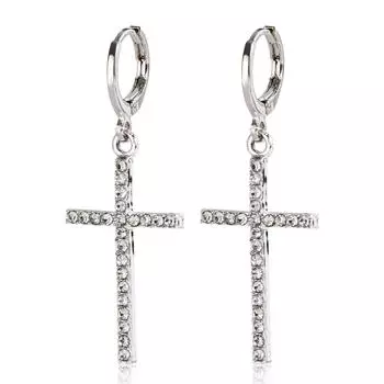Retro Geometric Diamond-set Cross Earrings Women s Niche Light Luxury High-end Gourmet Earrings