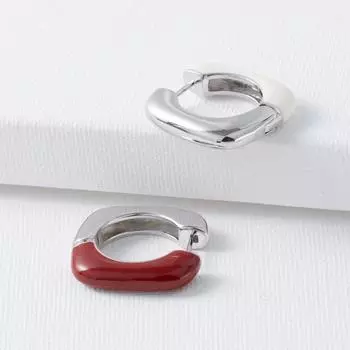Retro geometric square enamel splicing drop glaze ear buckle simple personality high-grade cold wind metal earrings women