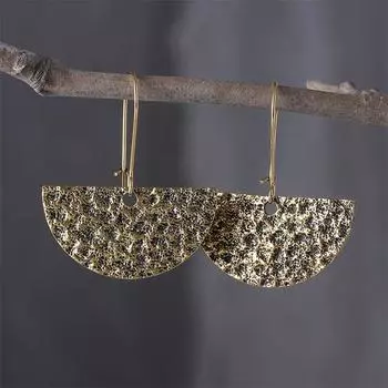 Ретро-геометрические полукруглые серьги, персонализированные и креативные серьги цвета древнего золота