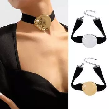 Ретро геометрический металлический декор из искусственного жемчуга, колье-чокер, регулируемое бархатное тканевое ожерелье на ключице, ювелирные изделия для свадебной вечеринки, подарок на день рождения золотистый
