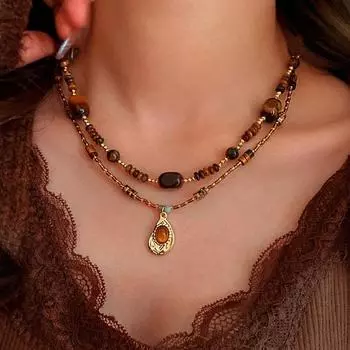 Ретро-геометрическое ожерелье из бисера на ключице можно адаптировать для женских изысканных этнических ювелирных подарков ручной работы.