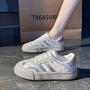 Retro German training shoes women s 2024 autumn new versatile and lightweight sports shoes thick-soled white shoes casual board shoes 35 чёрный