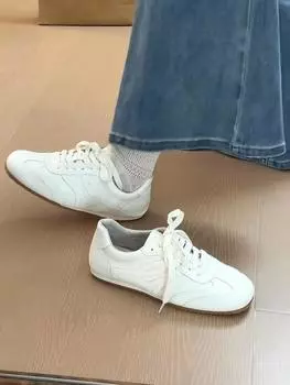 Retro German training shoes women s spring new thick-soled versatile flat baseplate shoes little white shoes casual sports Forrest Gump shoes 40