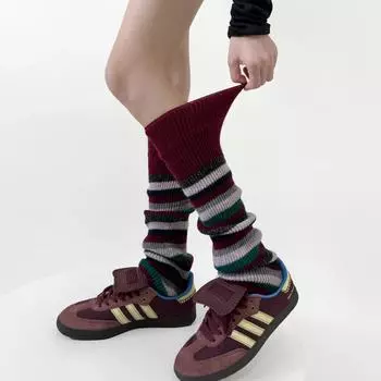 Ретро гетры женские осенние и зимние шерстяные теплые гольфы в американском стиле JK полосатые вязаные гетры чулки