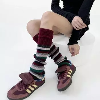 Ретро гетры женские осенние и зимние шерстяные теплые гольфы в американском стиле JK полосатые вязаные гетры чулки